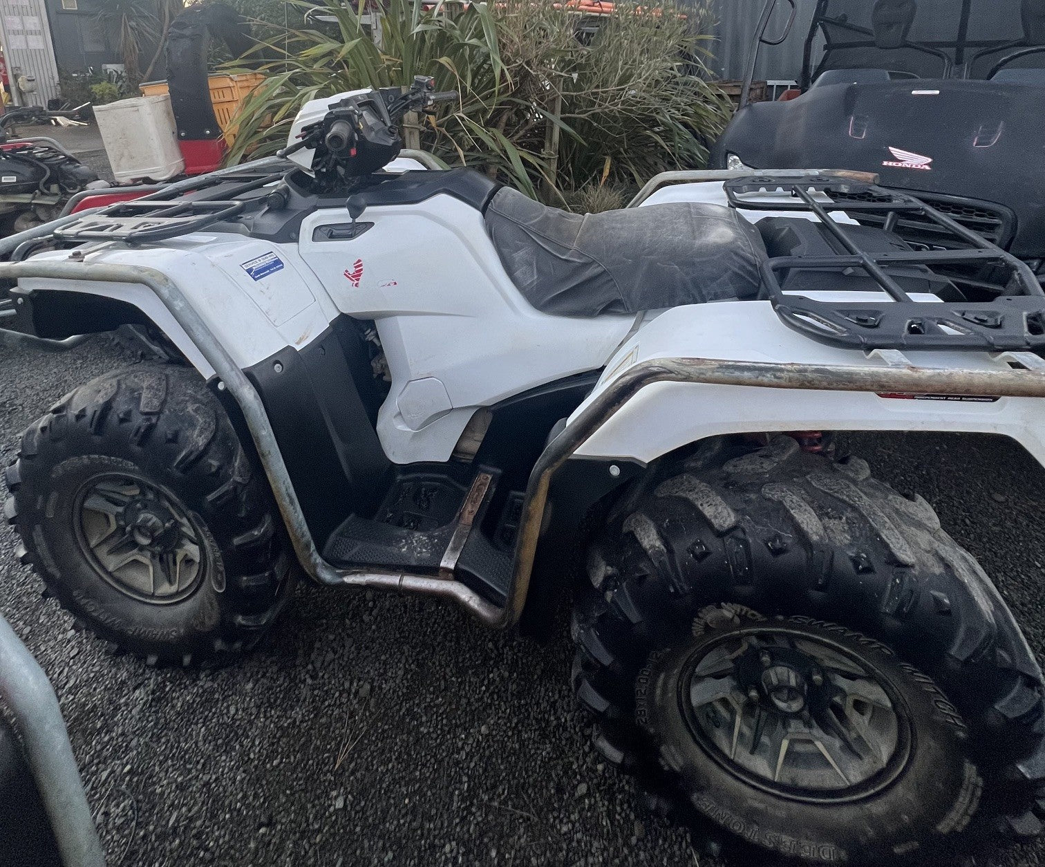 Used 2016 Honda TRX500FPA Deluxe Auto, Power Steer, White with mag wheels